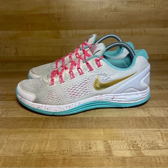 Nike LunarGlide+ 4 marathon 26.2 Stealth White Pink Gray Running Shoes Size 10 - Picture 2 of 7